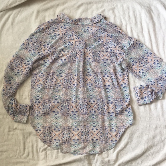 Free People easy Rider Geo Semi sheer Printed button Up Top - Picture 8 of 8